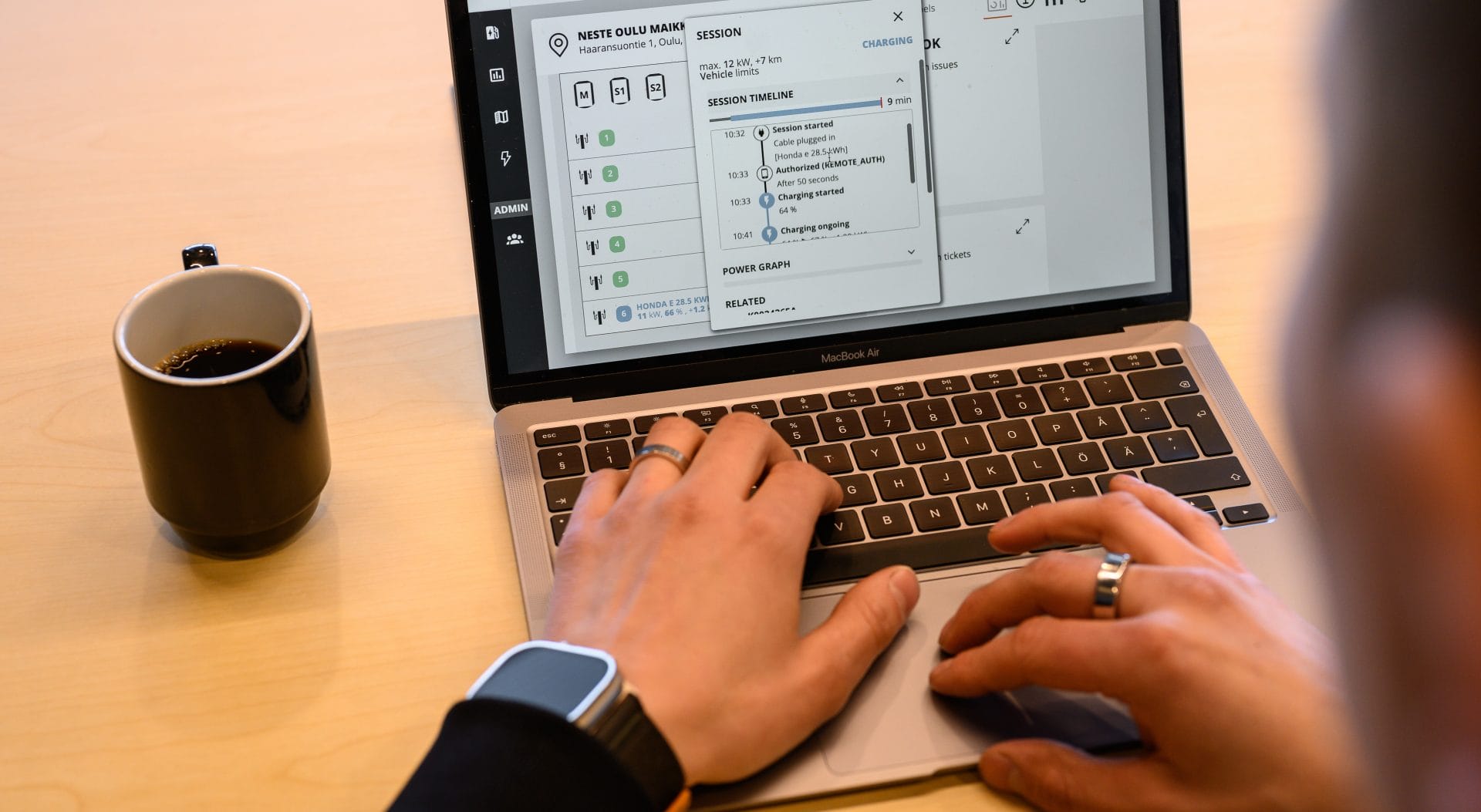 EV charging software Kempower ChargEye on laptop